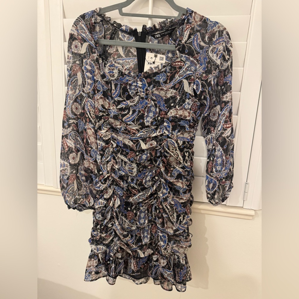 Zara Blue and White Flower Dress